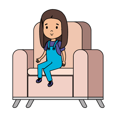 little girl sitting in sofa character vector illustration designのイラスト素材