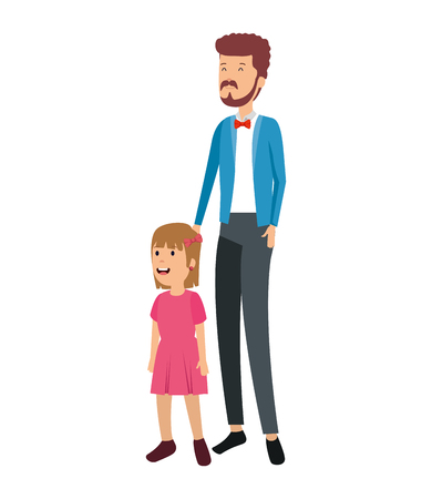 father with daughter characters vector illustration designのイラスト素材