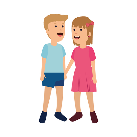 little kids couple characters vector illustration designのイラスト素材