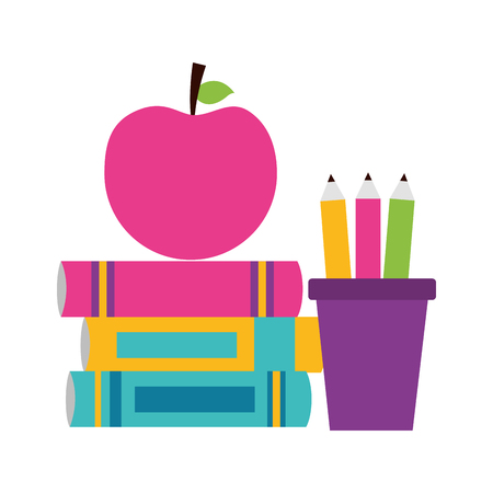 books apple pencils school supplies vector illustration designのイラスト素材
