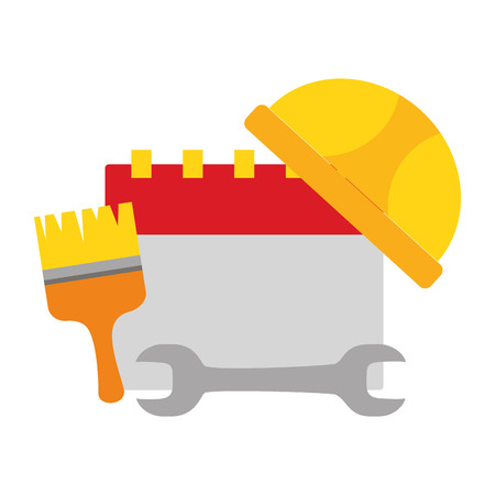 calendar brush wrench and helmet labour day vector illustrationのイラスト素材
