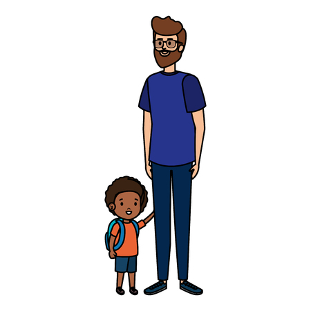 young father with son characters vector illustration designのイラスト素材
