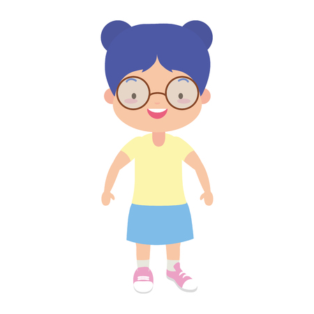 smiling schoolgirl character on white background vector illustrationのイラスト素材