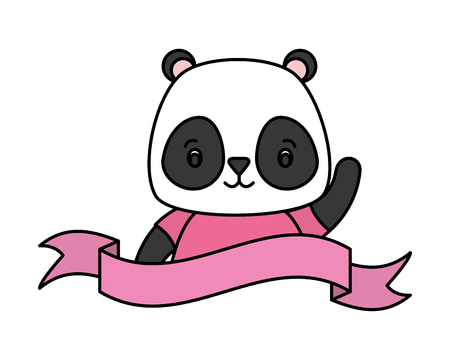 cute panda animal cartoon sticker vector illustration designのイラスト素材