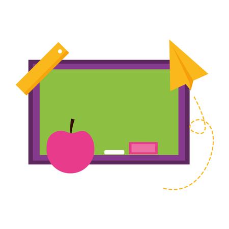 blackboard apple paper plane school supplies vector illustration designのイラスト素材