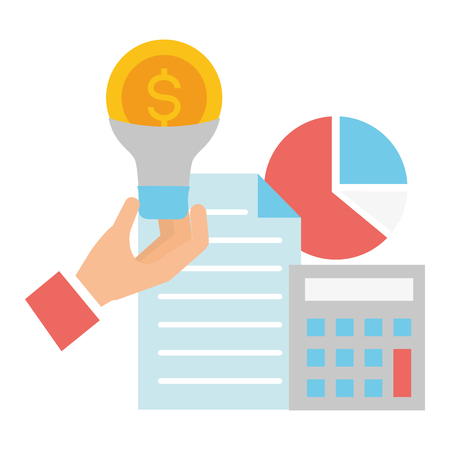 Hand With Bulb Money Calculator Online Payment Vector Ilration Bulb Money Calculator Online Payment