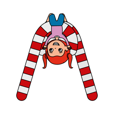 little girl with sweet cane candy vector illustration designのイラスト素材