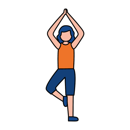 woman practicing yoga sport activity vector illustrationのイラスト素材