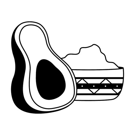 avocado and guacamole sauce in bowl vector illustrationのイラスト素材