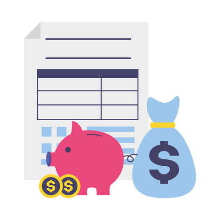 piggy bank money bag form tax time payment vector illustrationのイラスト素材