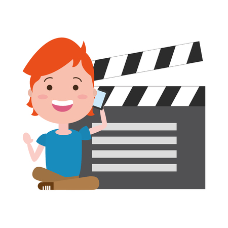 man with clapperboard avatar character vector illustration desingのイラスト素材