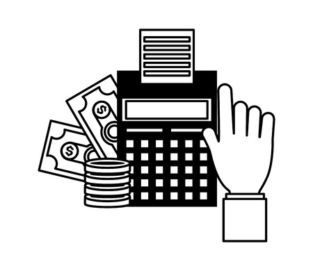 hand calculator banknote coins money tax payment  vector illustrationのイラスト素材