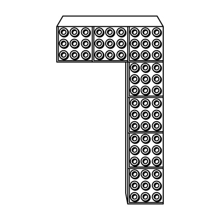number seven with toy pieces vector illustration designのイラスト素材