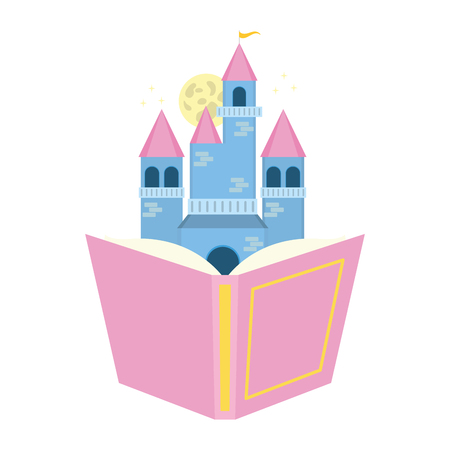 textbook castle fantasy world book day vector illustrationのイラスト素材