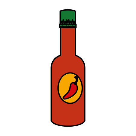 chili pepper sauce bottle vector illustration designのイラスト素材