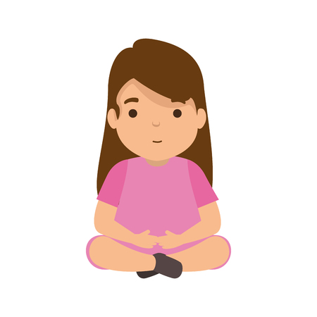 cute little girl seated character vector illustration designのイラスト素材