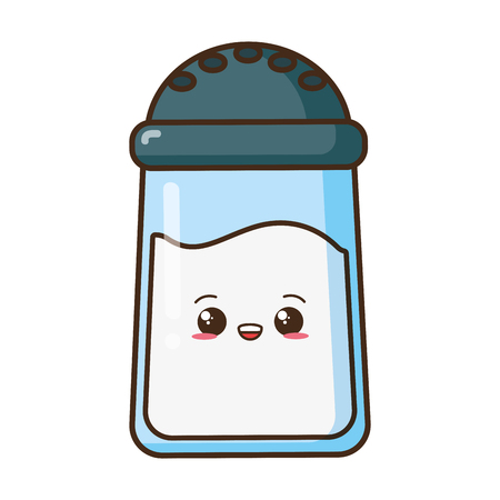kawaii salt container food cartoon vector illustrationのイラスト素材