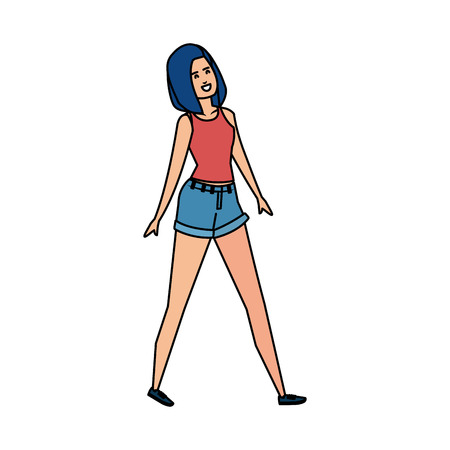 beautiful and young woman character vector illustration designのイラスト素材