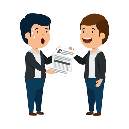 depressed men for money with tax document vector illustration designのイラスト素材