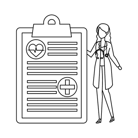 female doctor with stethoscope and medical order vector illustration designのイラスト素材