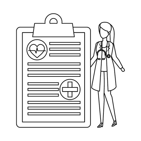 female doctor with stethoscope and medical order vector illustration designのイラスト素材