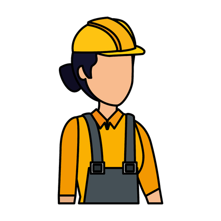 female builder worker with helmet vector illustration designのイラスト素材