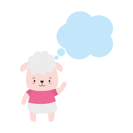cute sheep cartoon speech bubble vector illustration designのイラスト素材