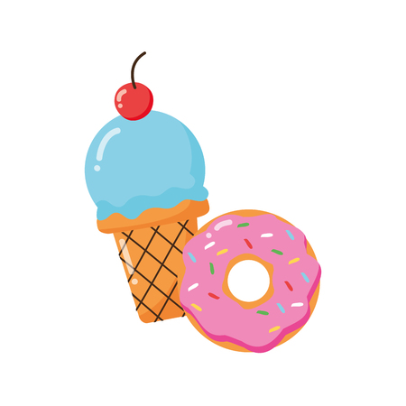 ice cream donut on white background vector illustrationのイラスト素材