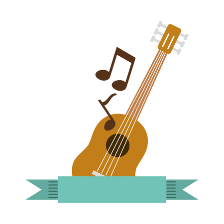 guitar with musical notes isolated icon vector illustration designのイラスト素材