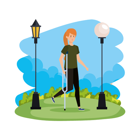 woman in crutch character vector illustration designのイラスト素材