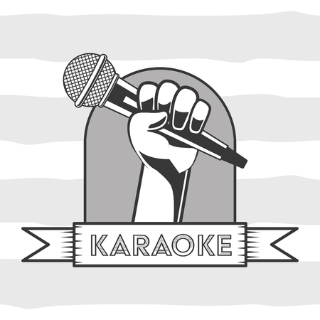 hand holding microphone karaoke retro style vector illustrationのイラスト素材