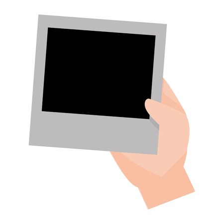 hand holding photo frame blank vector illustration designのイラスト素材