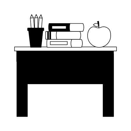 desk apple books pencils teachers day card vector illustrationのイラスト素材