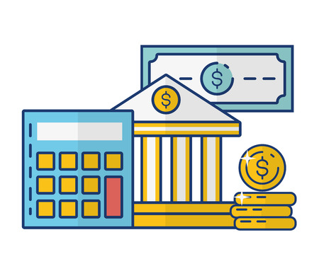 bank calculator money online payment vector illustrationのイラスト素材