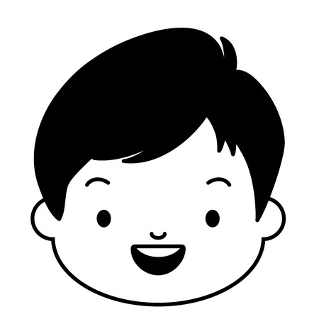 cute happy boy face cartoon vector illustrationのイラスト素材
