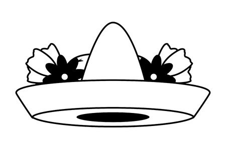mexican hat traditional flowers on white background vector illustrationのイラスト素材