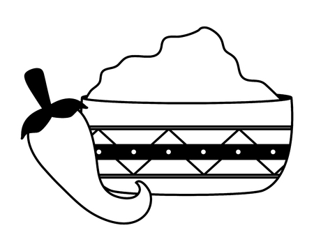 chili pepper jalapeno sauce in bowl vector illustrationのイラスト素材