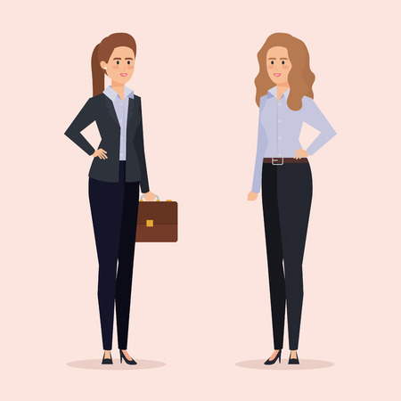 professional businesswomen execuitve with documents and briefcase vector illustrationのイラスト素材