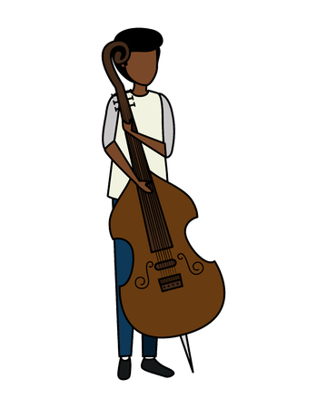 man playing cello character vector illustration designのイラスト素材