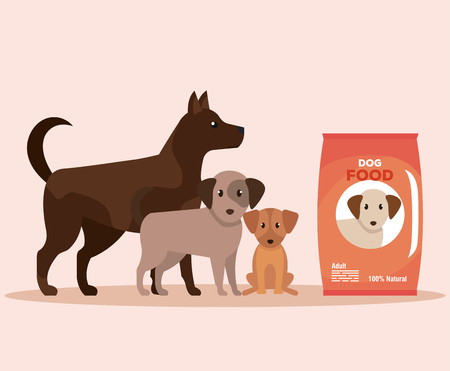 dogs with food donation to donation service vector illustrationのイラスト素材