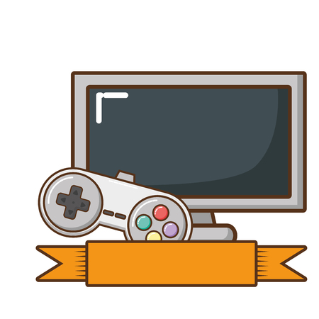 television screen and video game control vector illustration designのイラスト素材