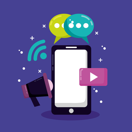 mobile chat internet speaker social media vector illustrationのイラスト素材