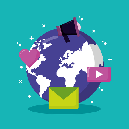 world email love message loudspeaker social media vector illustrationのイラスト素材