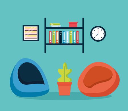 office interior workplace furniture background vector illustration designのイラスト素材