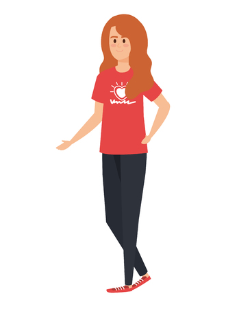 young woman volunteer character vector illustration designのイラスト素材
