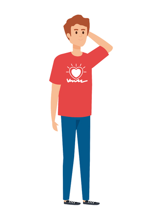 young man volunteer character vector illustration designのイラスト素材