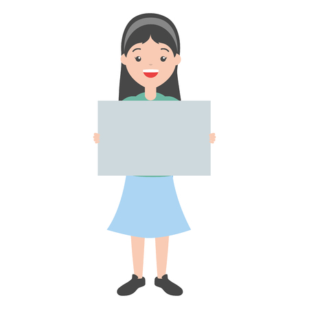 young woman with blank board vector illustrationのイラスト素材