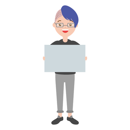 woman with board lgbt pride vector illustrationのイラスト素材