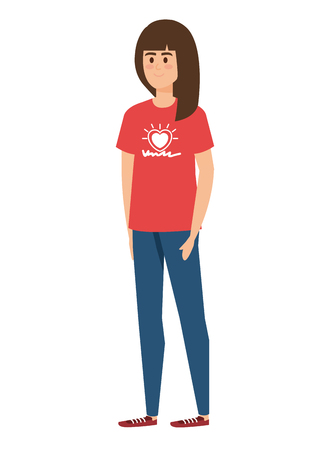 young woman volunteer character vector illustration designのイラスト素材