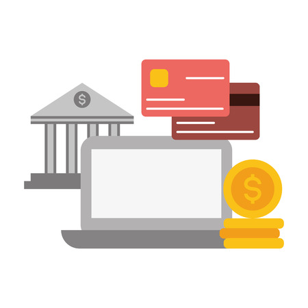 computer bank cards money online payment vector illustrationのイラスト素材